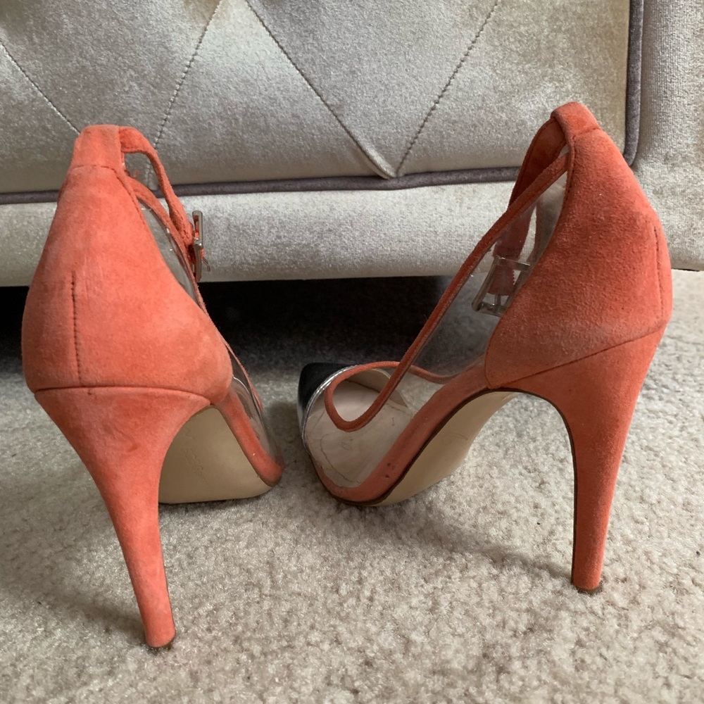 Bcbgeneration Orange Suede Clear Pvc Cynthia Heels - image 2